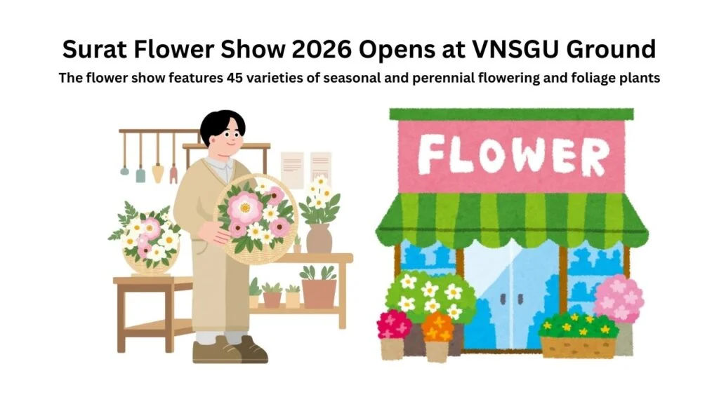 Surat Flower Show 2026 Opens at VNSGU Ground, Entry Free Till March 1