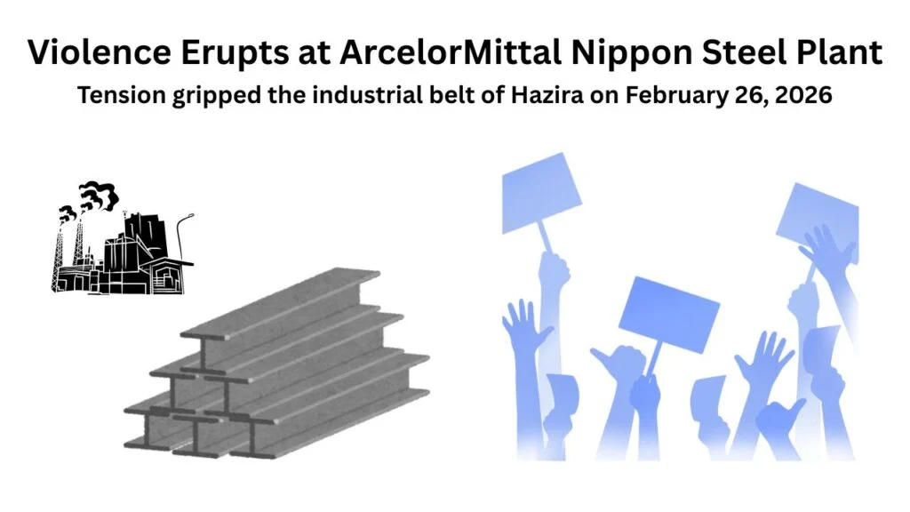 Violence Erupts at ArcelorMittal Nippon Steel Plant in Hazira; 20 Arrested After Worker Protest Turns Unruly